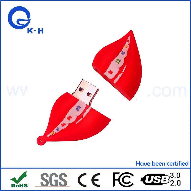 Mouth Shape PVC Custom Flash Memory USB 2.0 3.0