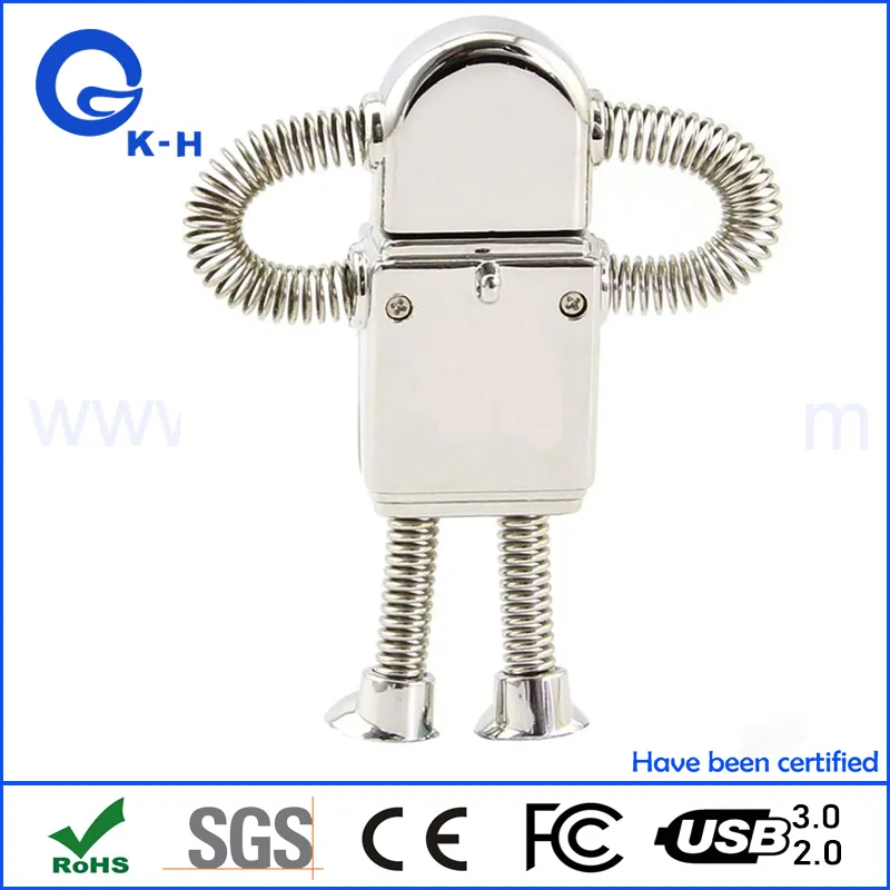 Novelty Cute Metal Robot Shape USB Flash Memory Drive for Data Storage