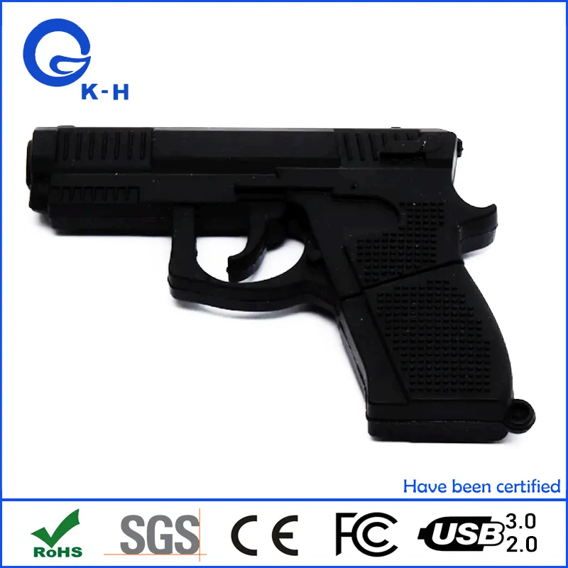 PVC Pistol Gun Shape USB 2.0 3.0 Flash Memory Drive for Gift