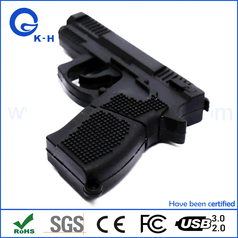 PVC Pistol Gun Shape USB 2.0 3.0 Flash Memory Drive for Gift