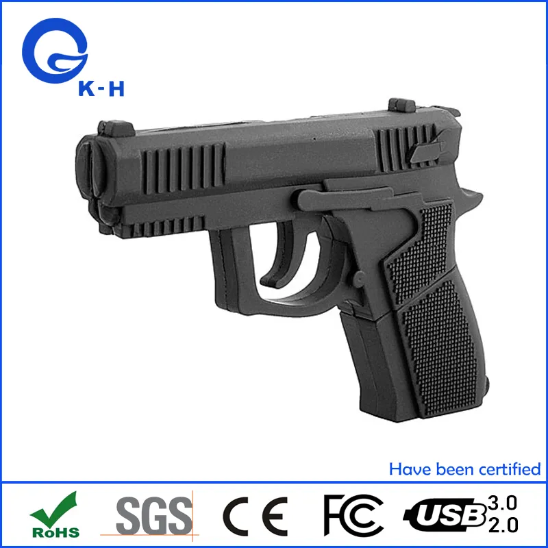 PVC Pistol Gun Shape USB 2.0 3.0 Flash Memory Drive for Gift