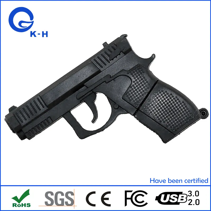 PVC Pistol Gun Shape USB 2.0 3.0 Flash Memory Drive for Gift