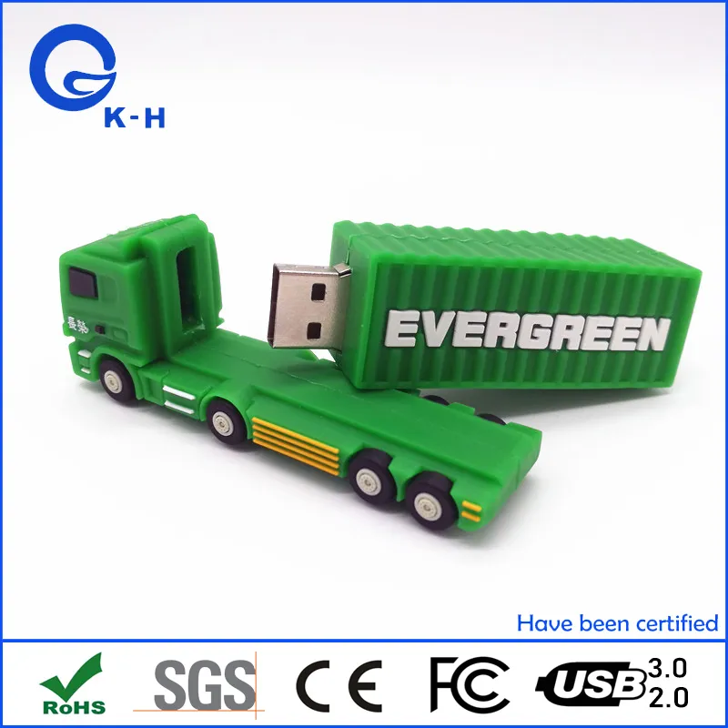 PVC Rubber Truck Shape Flash Memory USB 16GB 32GB