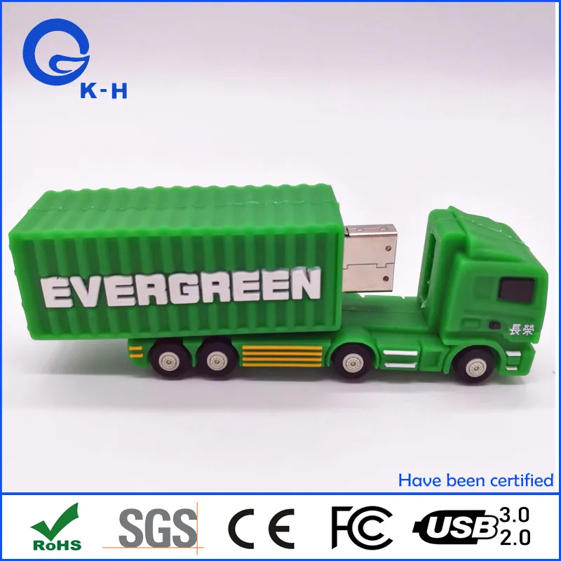 PVC Rubber Truck Shape Flash Memory USB 16GB 32GB