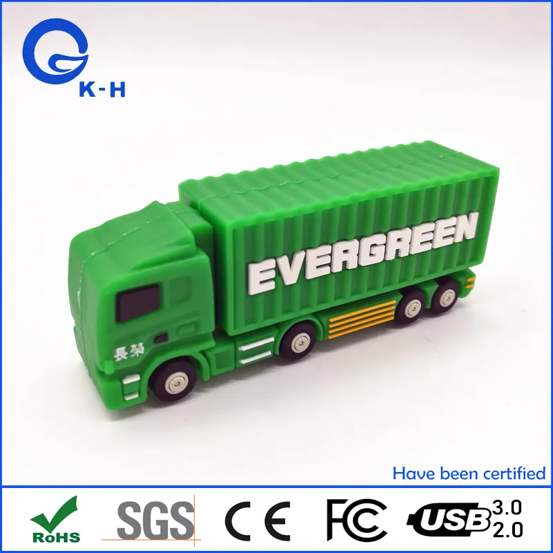 PVC Rubber Truck Shape Flash Memory USB 16GB 32GB