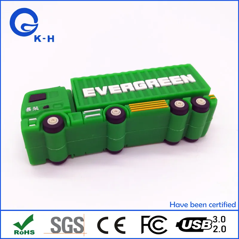 PVC Rubber Truck Shape Flash Memory USB 16GB 32GB