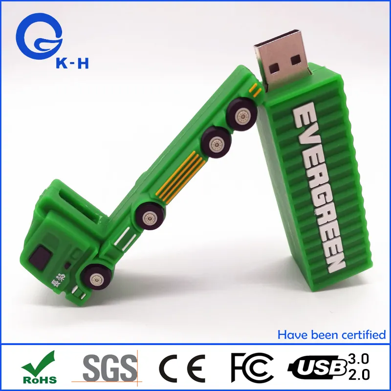 PVC Rubber Truck Shape Flash Memory USB 16GB 32GB