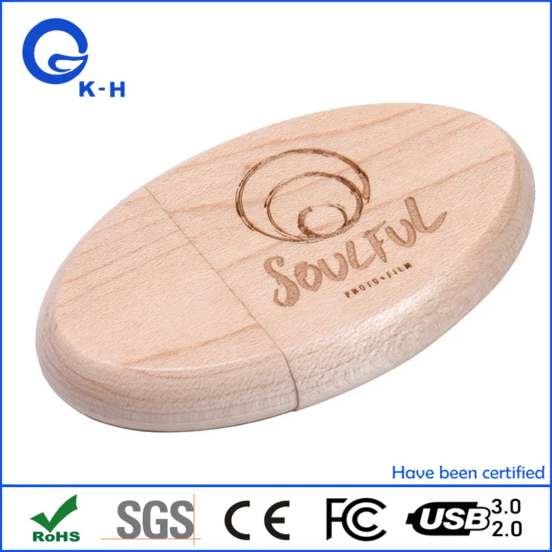 Pretty Wooden USB 3.0 Flash Memory Drive Custom Logo 64GB