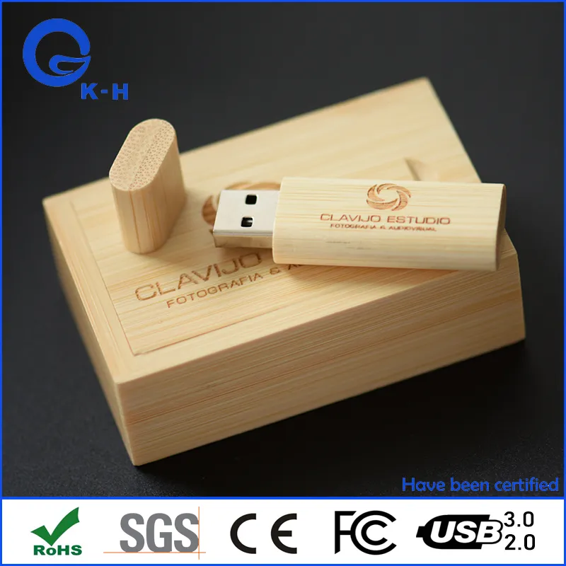 Promotional Custom Logo Wooden USB 2.0 Flash Memory Drive