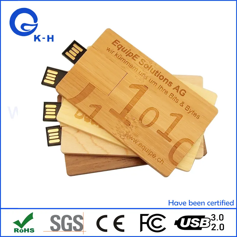 Promotional Gift Business USB Wooden Bamboo Card Flash Memory Drive