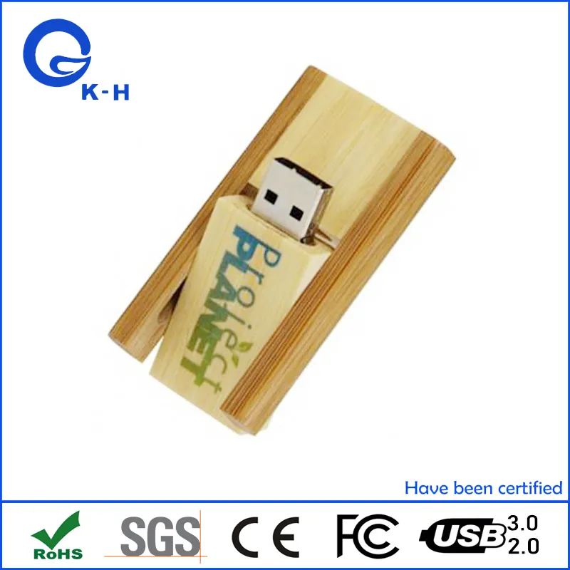 Promotional Wooden Roating USB Flash Memory 8GB Thumb Drive 16GB 32GB 64GB