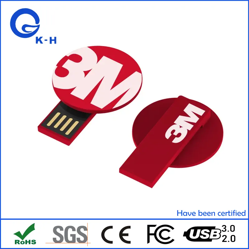 Round Card Plastic USB 2 Flash 16GB U Disk 8GB 4GB 2GB