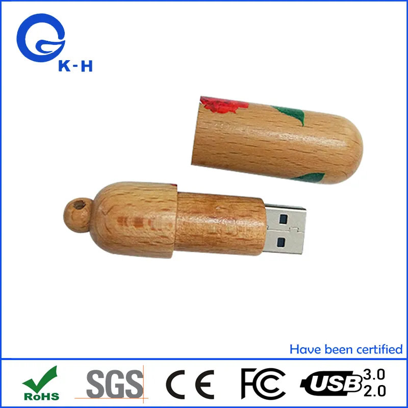 Round Wooden Bamboo Flash Memory USB Drive 2.0 3.0 16GB 32GB