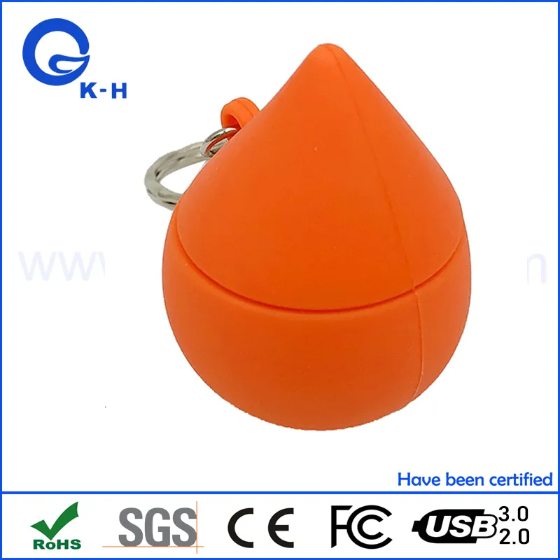 Rubber Water Drop Shape PVC USB Flash Driver 16GB 32GB