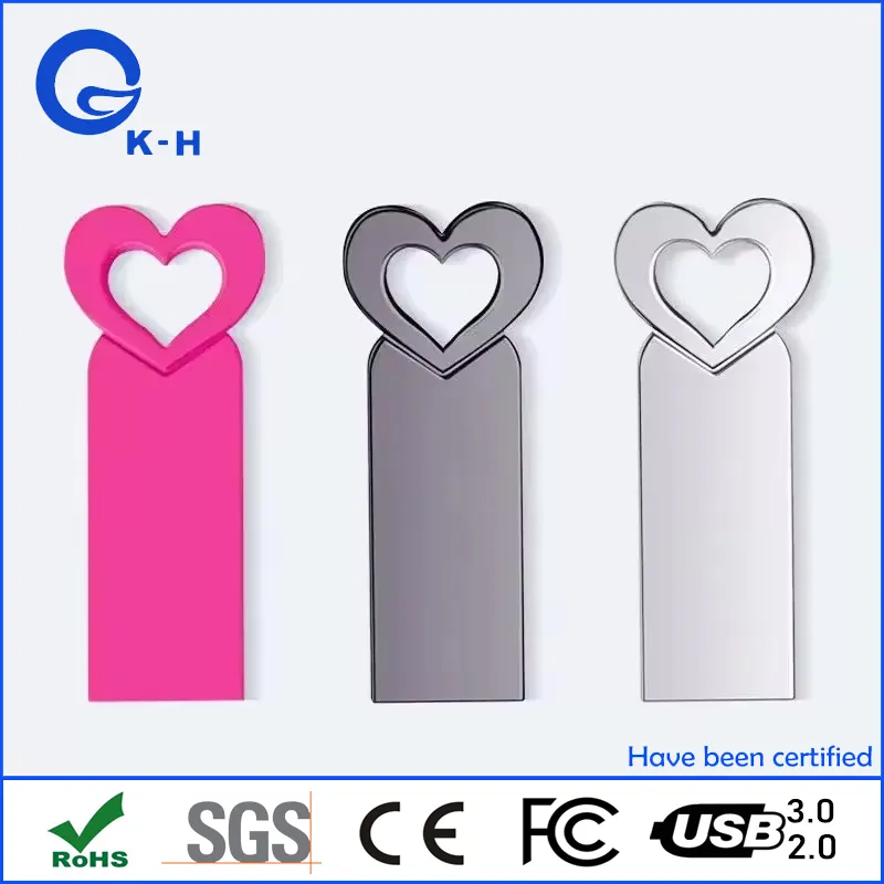 Super Mini Metal Heart Love USB 2.0 3.0 Flash Memory Disk