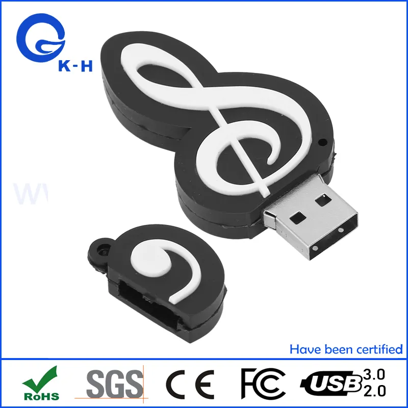 USB 2.0 3.0 Music Note Notation Shape Flash Jump Memory Drive