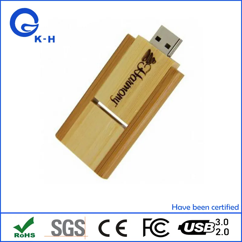 Wholesale Wooded Swivel USB Flash Key 32GB with Custom Logo 64GB 128GB