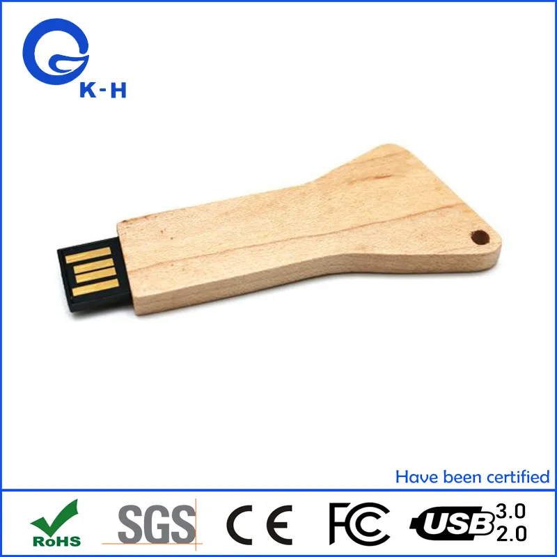 Wood Key Shape USB Flash Memory 8GB 16GB 32GB 64GB