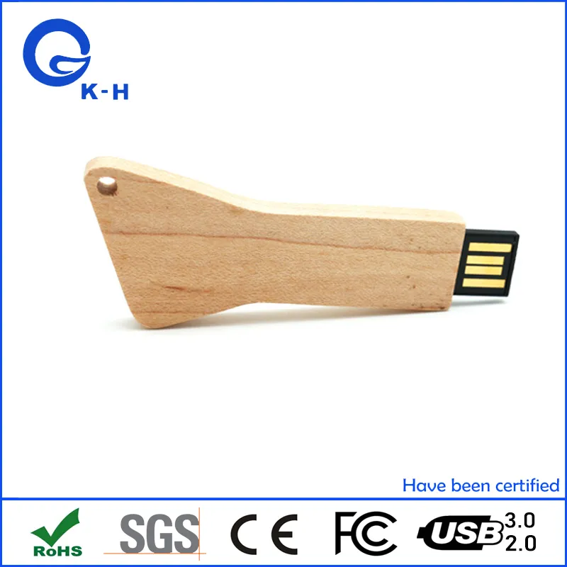 Wood Key Shape USB Flash Memory 8GB 16GB 32GB 64GB