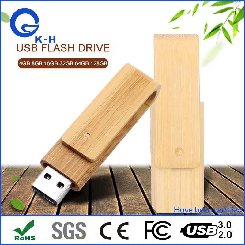 Wooden Bamboo Roating USB Flash Memory Stick 16GB Pendrive 32GB 64GB