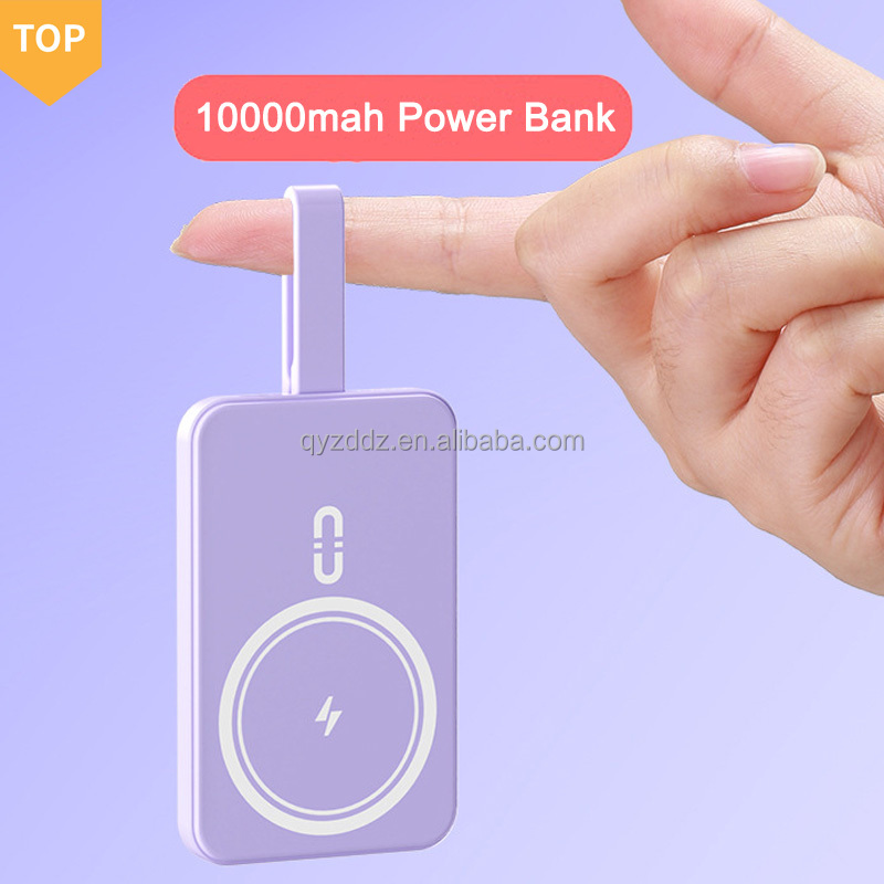 10000mAh Magnetic Wireless Power Bank With Type-c Micro Cables 22.5W Mini Power Bank Fast Charging