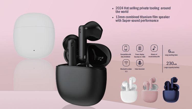 BT5.3 Bluetooth Earphone IPX5 Wireless Hanging Ear Ultra-long Life ENC ANC Sports Bluetooth Earphone