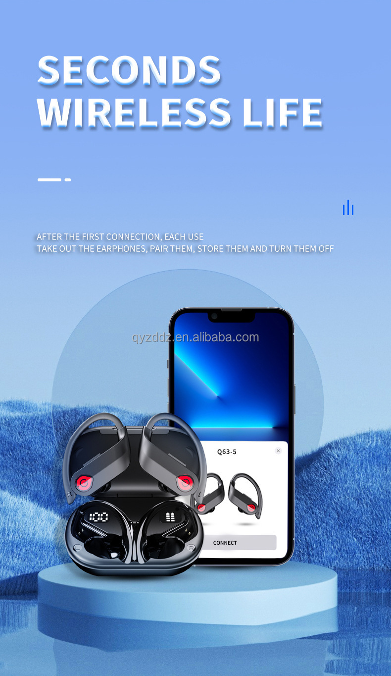 BT5.3 IPX7 Waterproof Noise-canceling Open Ear Sports Ultra-long Life Game Bluetooth Earbuds Wireless Bluetooth Earbuds