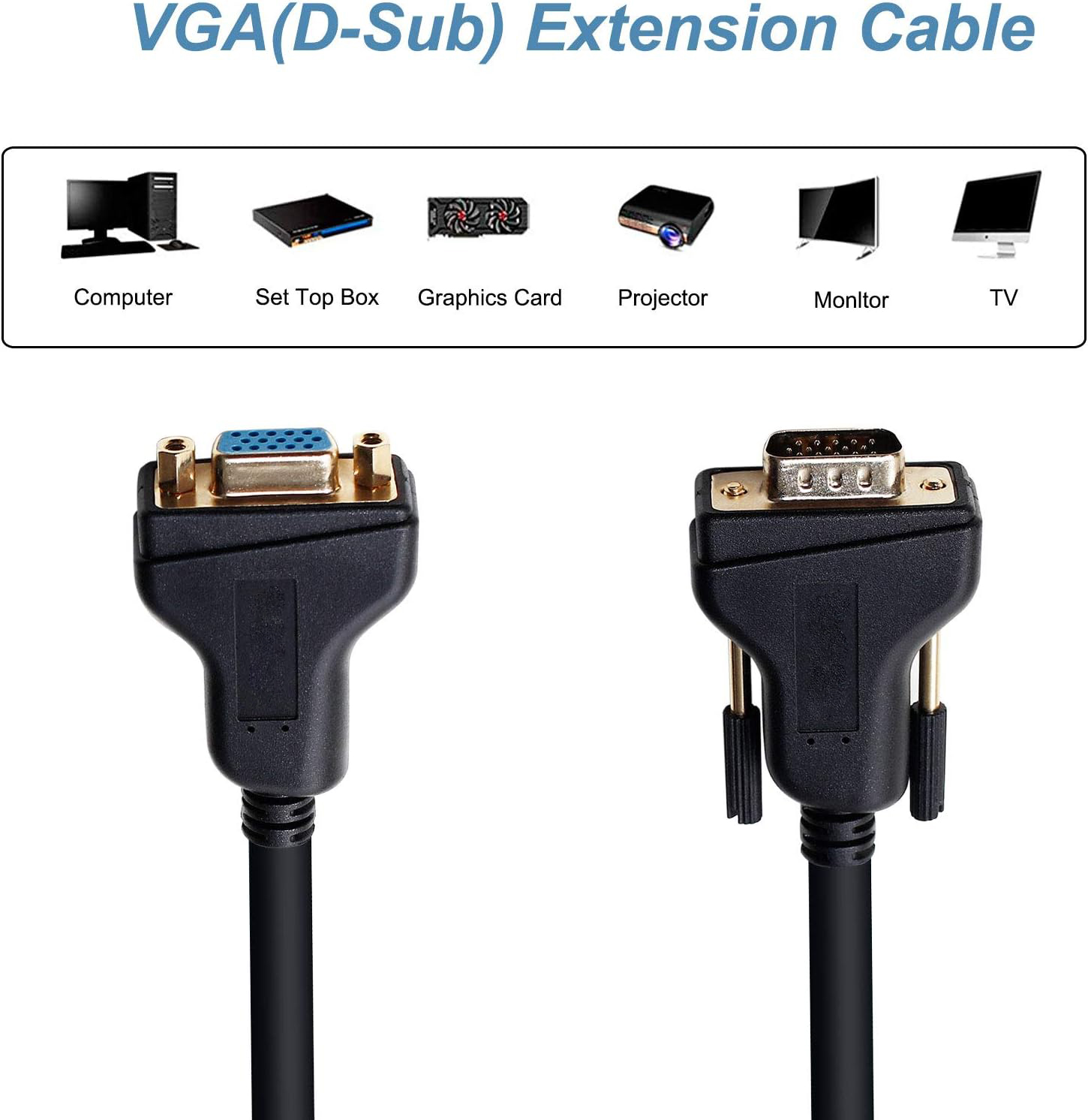 Customize VGA Extension Cable VGA Male to Female Cable 1.8 Meter Product Manufacturing Excellence