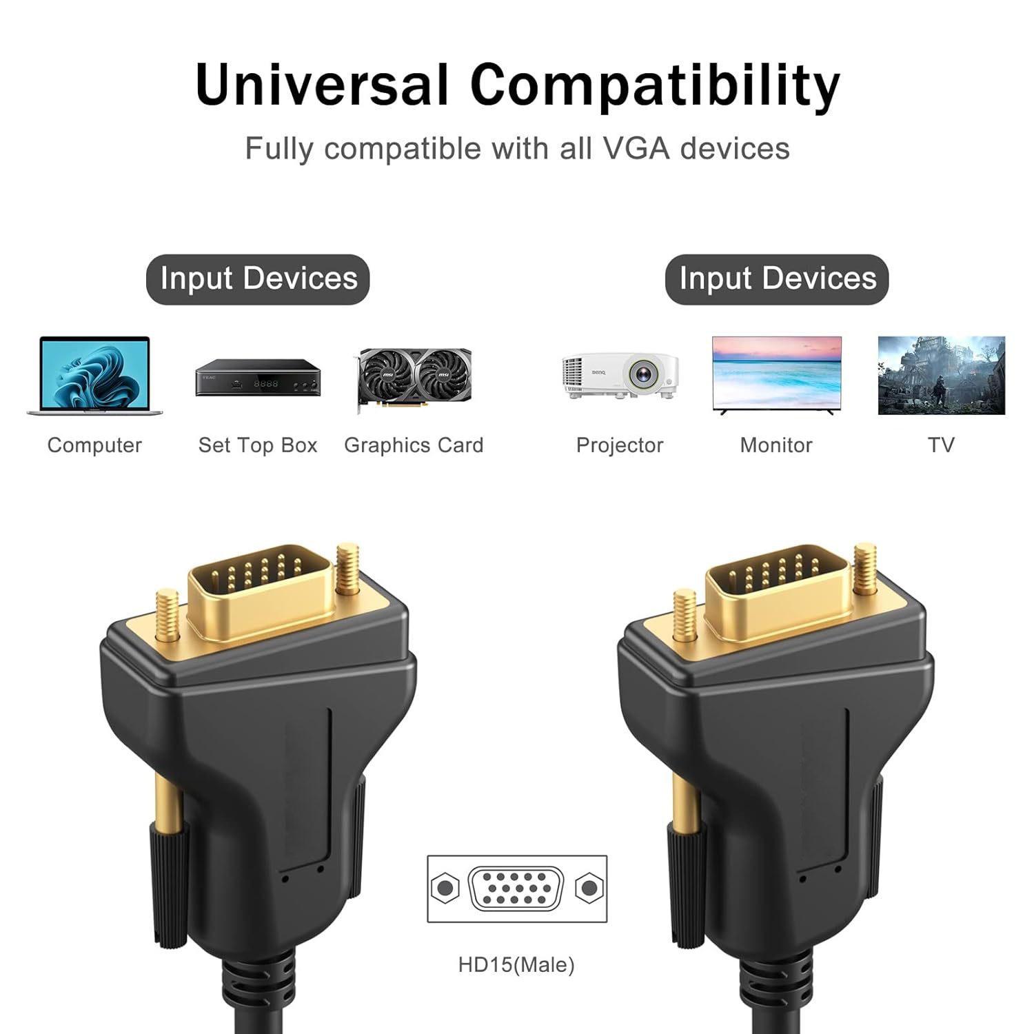 Customize VGA to VGA 1.8 Meter Cable Factory Authorized Wholesale Export