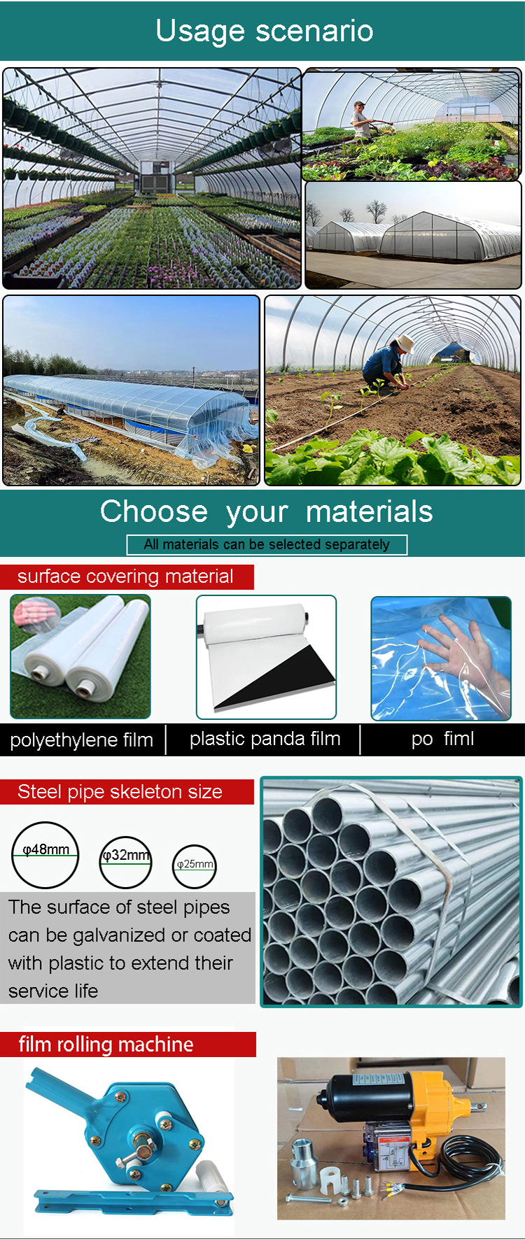 Greenhouse Arches Film Single Span Tunnel Greenhouse With Low Price With Sunshade net  Agricultural Green Houses Factory Wholesale Custom Solutions
