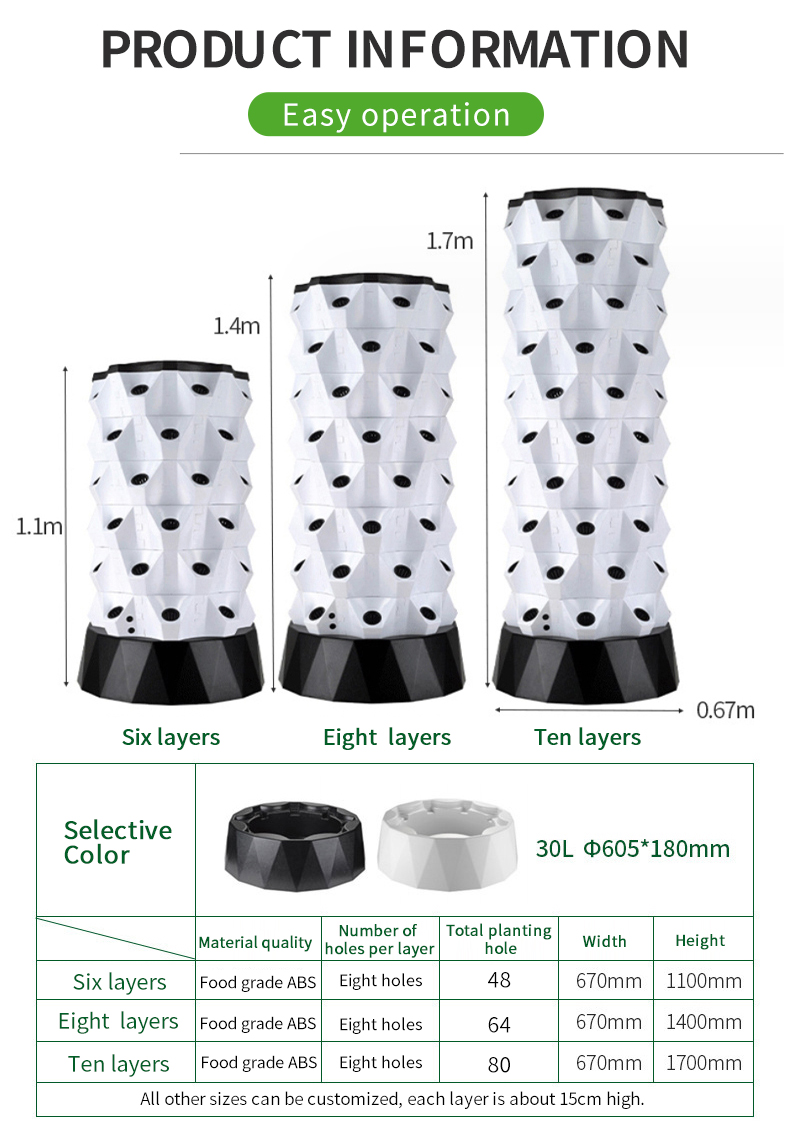 Hot Sale Commercial Hydroponic Vertical Tower Planter Farming Grow System Quality Manufacturing Direct