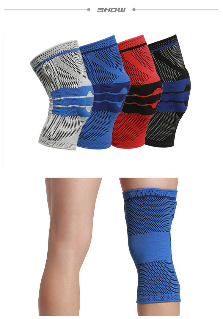 1 PCS Silicone Padded Knee Pads Supports Brace Basketball Fitness Meniscus Patella Protection Kneepads Sports Safety Knee Sleeve Production Wholesale