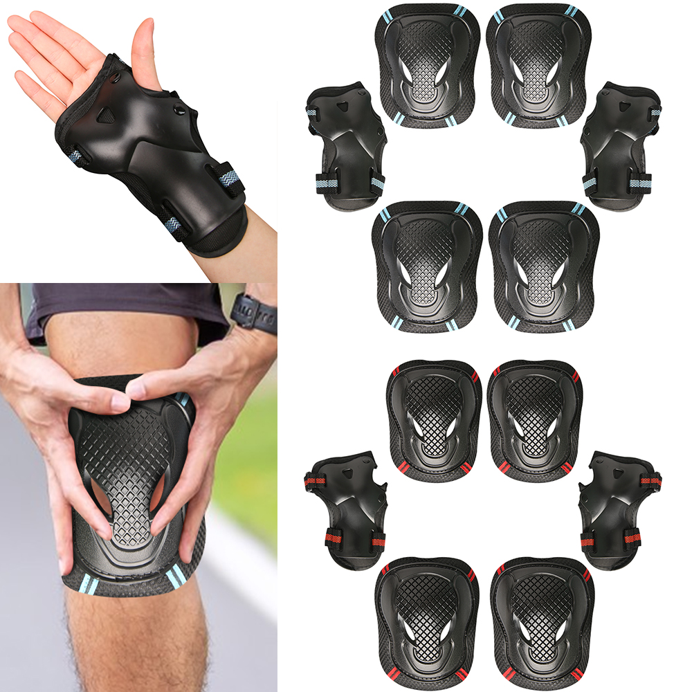 6Pcs/Set Teens & Adult Knee Pads Elbow Pads Wrist Guards Protective Gear Set for Roller Skating Skateboarding Cycling Sports Direct Factory Wholesale
