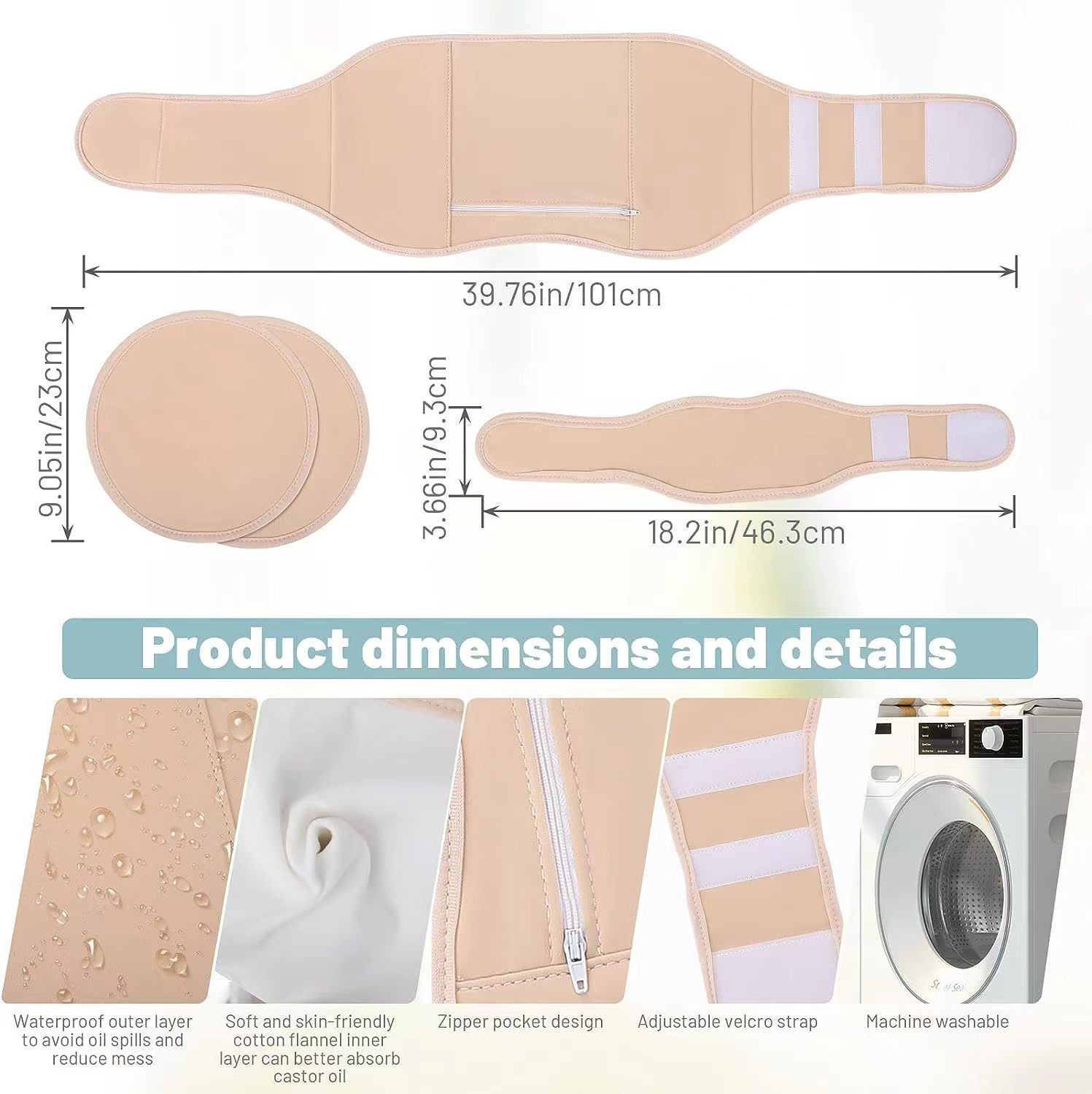 Adjustable Neck and Waist Wrap Compress Pad  Castor Oil Pack for Liver Detox Factory Pricing Export