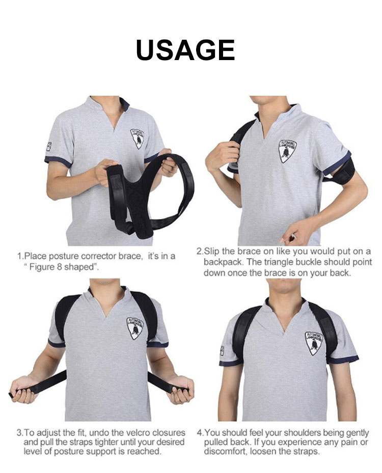 Adjustable Shoulder Breathable Spine Support Comfortable Upper Back Brace Posture Corrector for Men and Women Overseas Manufacturing