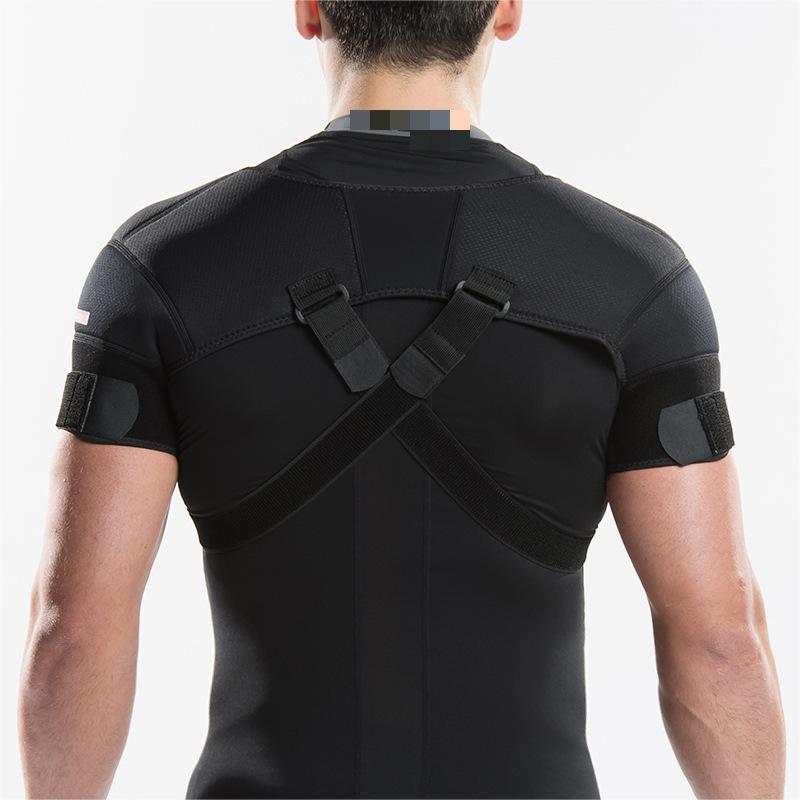 Adjustable exercise shoulder support strap Back pain relief Double bandage cross strap Double shoulder support bracket China Exporter