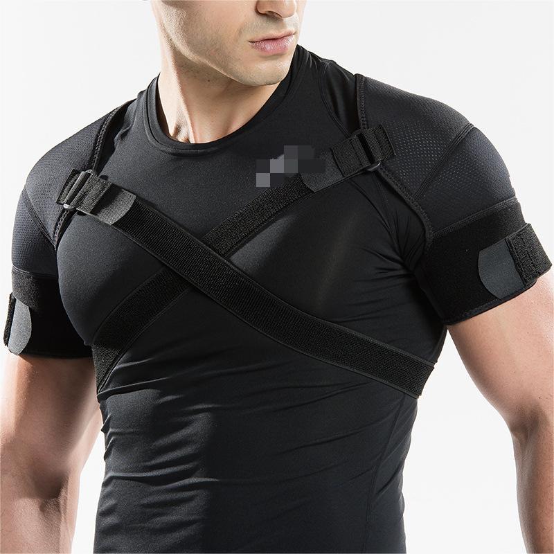 Adjustable exercise shoulder support strap Back pain relief Double bandage cross strap Double shoulder support bracket China Exporter