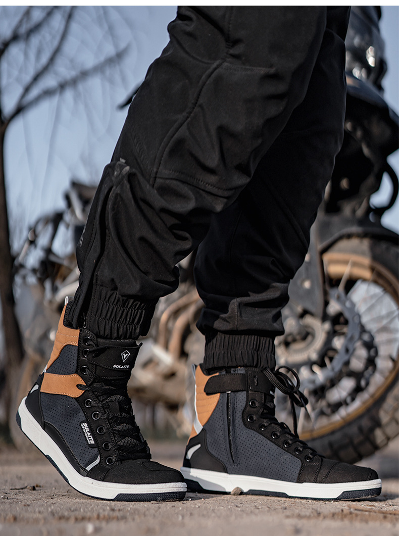 All Season Anti-slip Biker Boots Men Motorcycle Boots Microfiber Motocross Shoes Causal Motorboats Motorcycle Sneakers Factory-Owned Wholesale