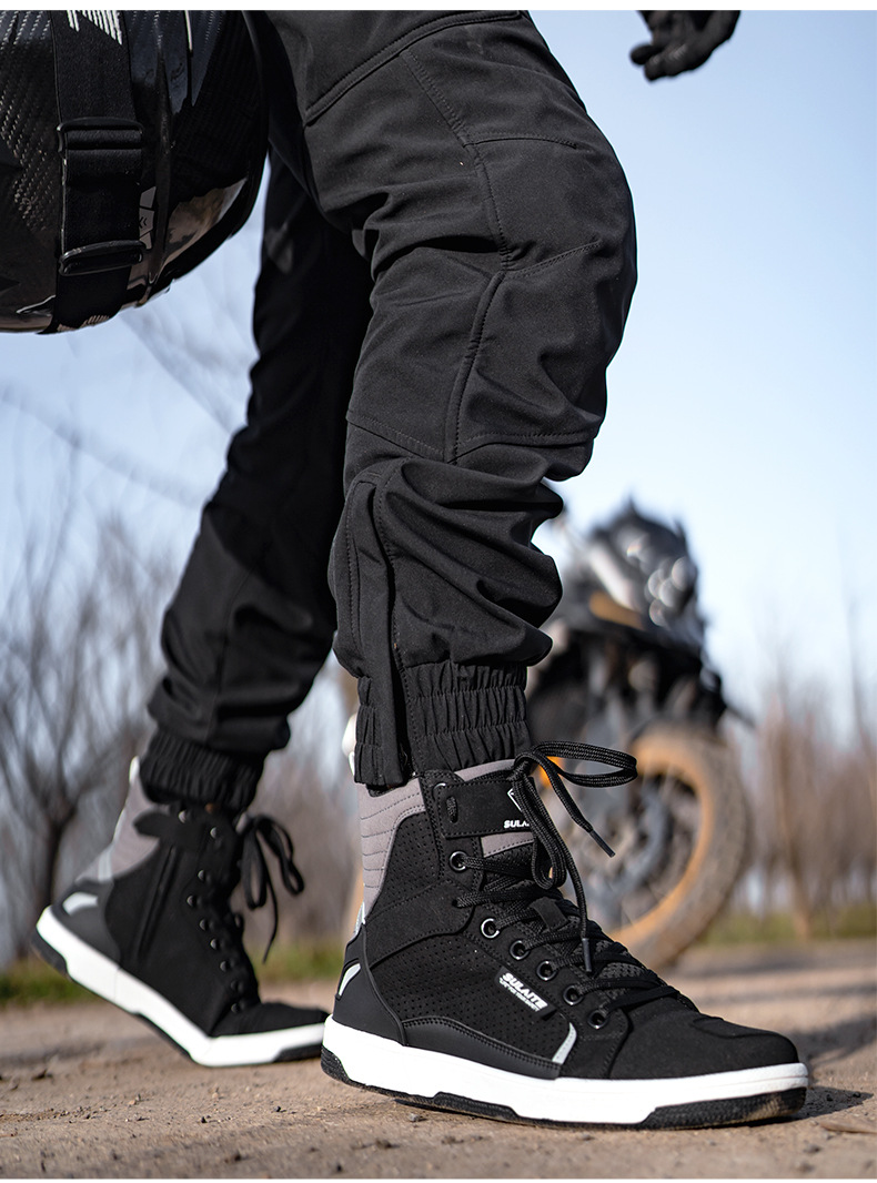 All Season Anti-slip Biker Boots Men Motorcycle Boots Microfiber Motocross Shoes Causal Motorboats Motorcycle Sneakers Factory-Owned Wholesale