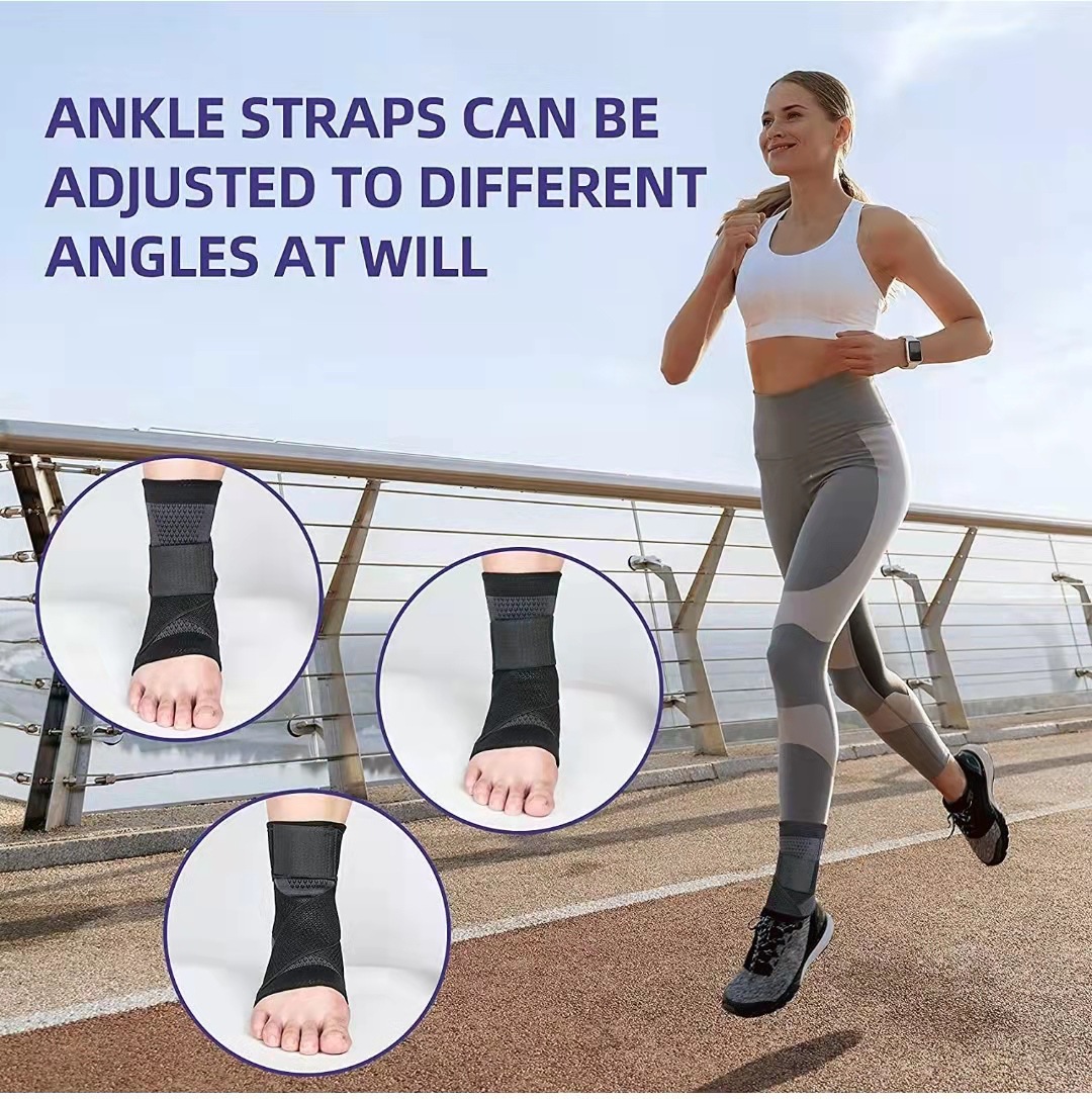 Ankle Brace Compression Sleeve with Adjustable Strap Arch Support Foot Stabilizer Wrap for Plantar Fasciitis Achilles Tendonitis Made in China Factory Manufacturer