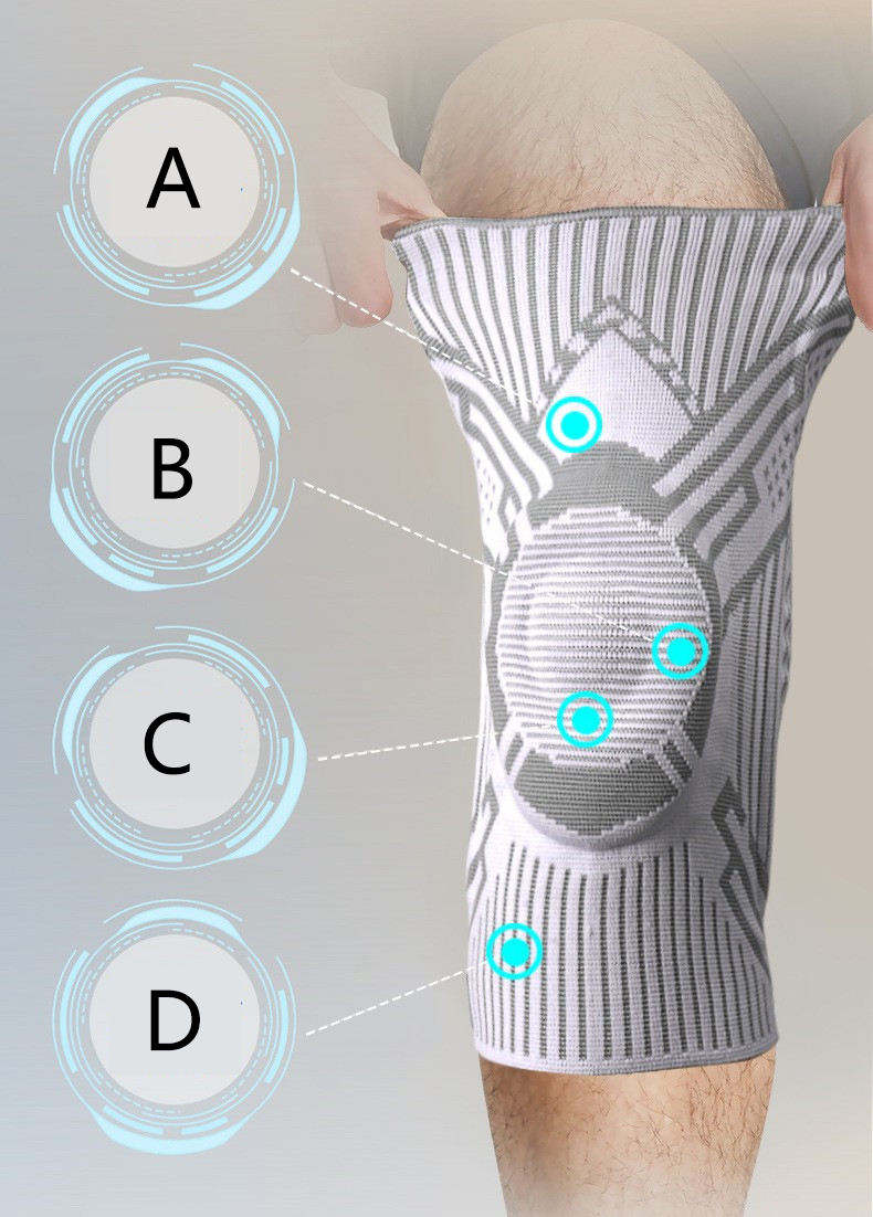 Arthritis Joint Nylon Knitted 4D Weaving Silicone knee pads for man and woman China Factory Supply