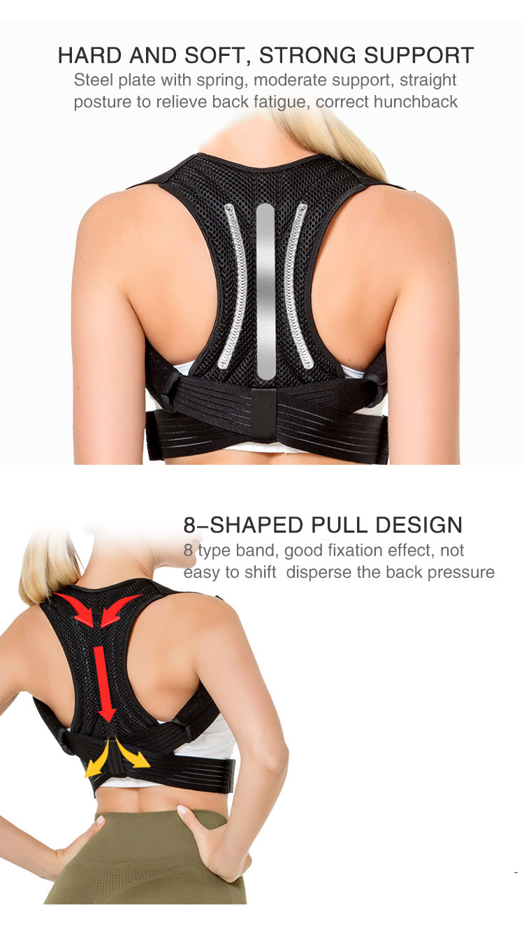 Back Straightener Sports Safety Posture Corrector Support Belt Shoulder Adjustable Back Shoulder Corrector Upper Back Brace Factory to Consumer Hub