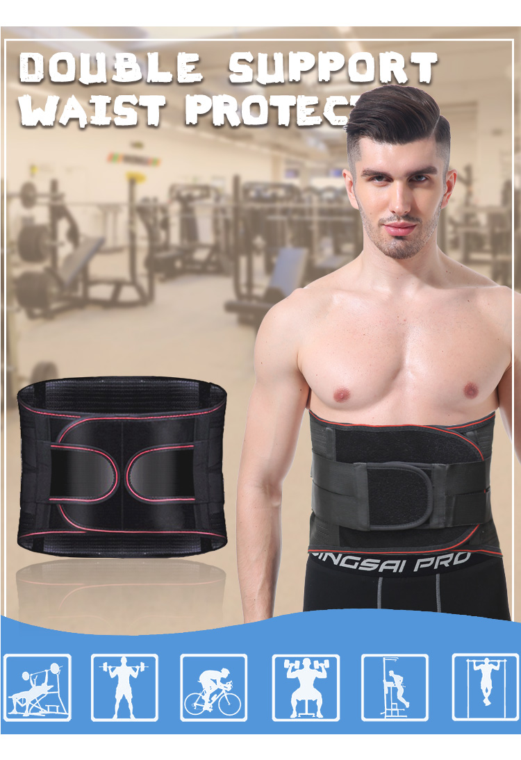 Breathable Mesh Back Lumbar support Double Pull Adjustable Back waist Support Lumbar Belt With Steel Support Bar Export-Oriented Factory Wholesale