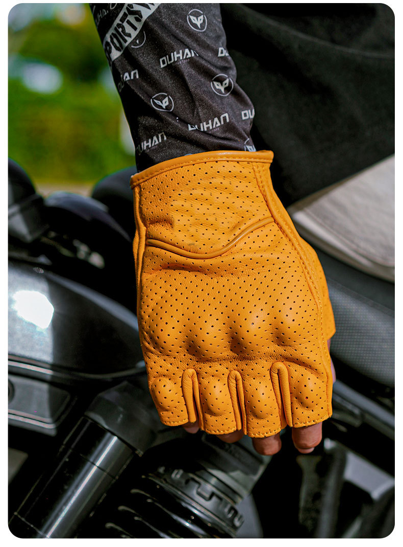 Breathable Motorcycle Leather Gloves Men Motorbike Riding Touch Screen Glove Motocross Moto Racing Biker Anti Fall Glove Vintage Wholesale Factory Customization
