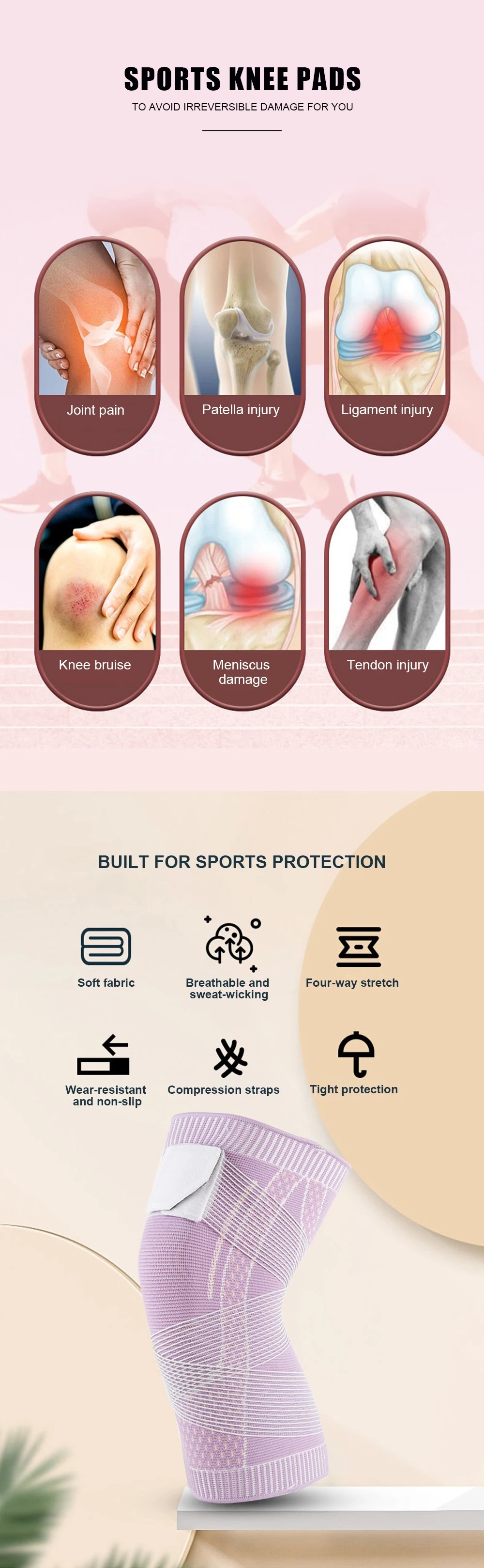 Breathable Shaping Stretch Knee Brace Knee Massager Stretch Sport Knee Brace For Home Work Fitness Quality Manufacturing