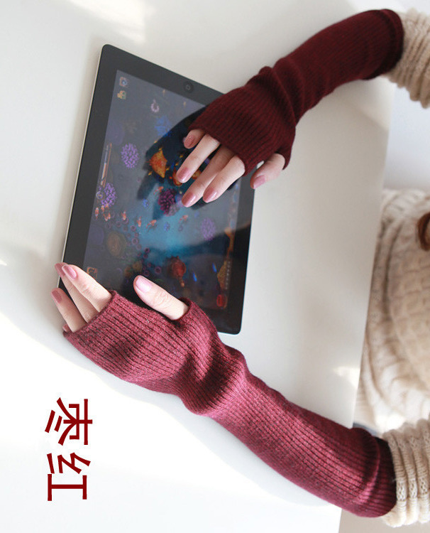 Cashmere fake sleeve thickened arm for women half finger Korean wool long hand sleeve gloves for autumn and winter Export Wholesale Distributor