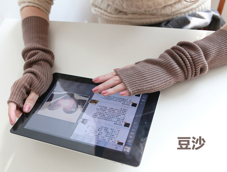 Cashmere fake sleeve thickened arm for women half finger Korean wool long hand sleeve gloves for autumn and winter Export Wholesale Distributor
