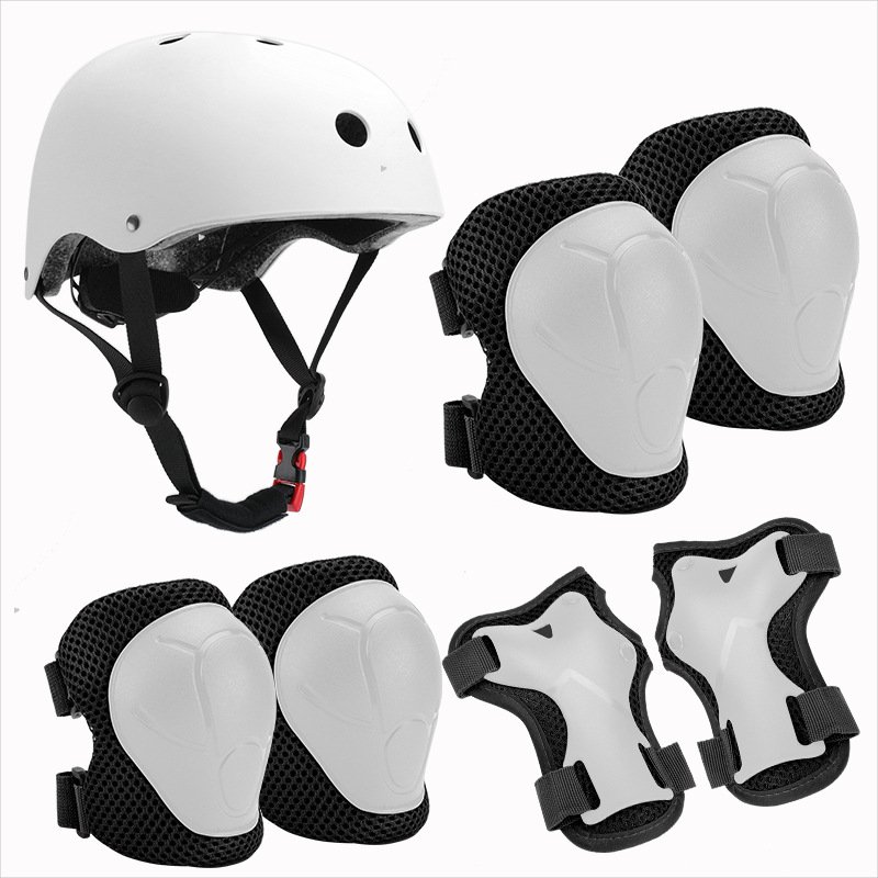 Colorful Roller skating knee protective gear for children 7-piece sports helmet protector Product Sourcing