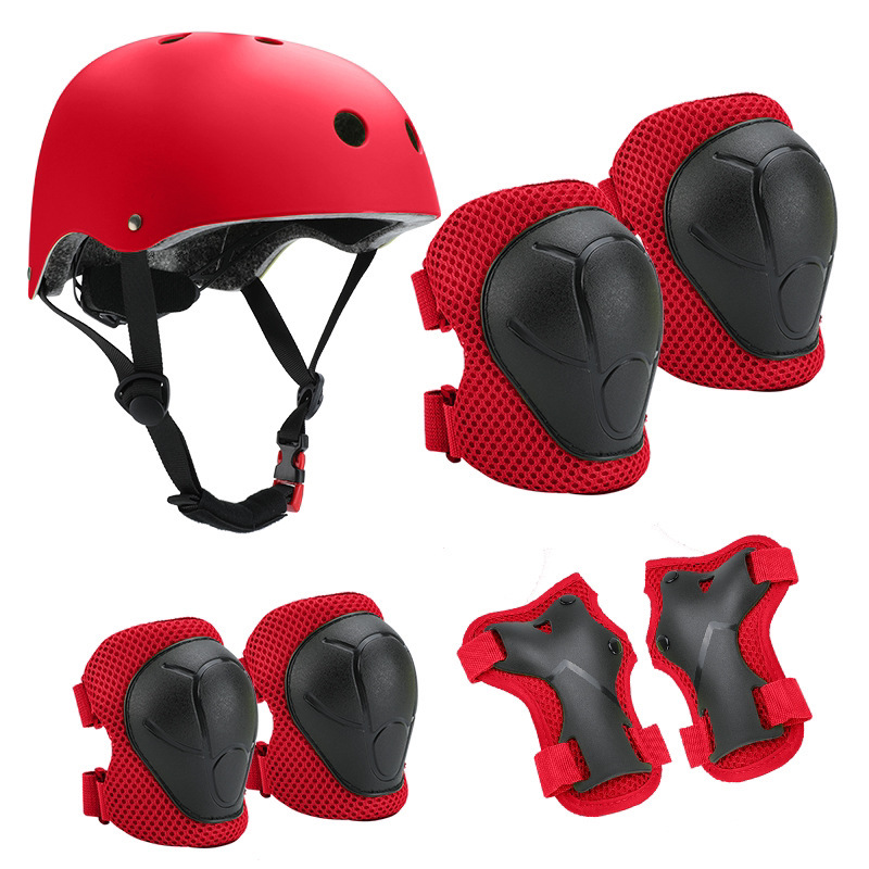 Colorful Roller skating knee protective gear for children 7-piece sports helmet protector Product Sourcing