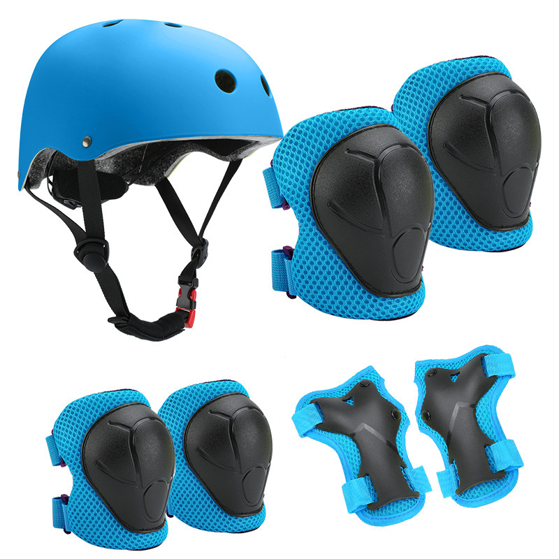 Colorful Roller skating knee protective gear for children 7-piece sports helmet protector Product Sourcing